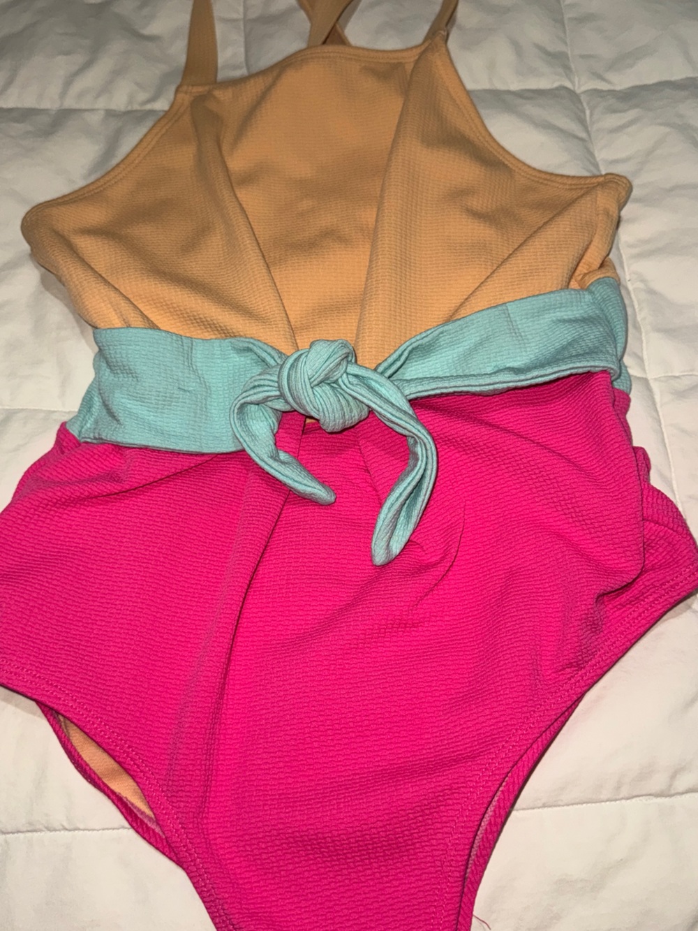 Kids Colorblock One-Piece Swimsuit - Pink, Peach & Mint